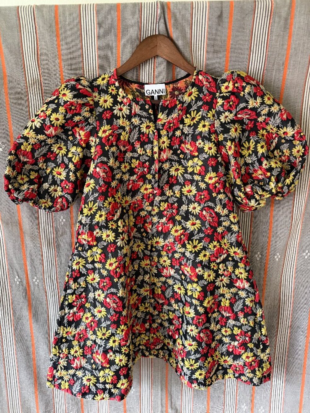 Ganni Floral Brocade Mini Dress